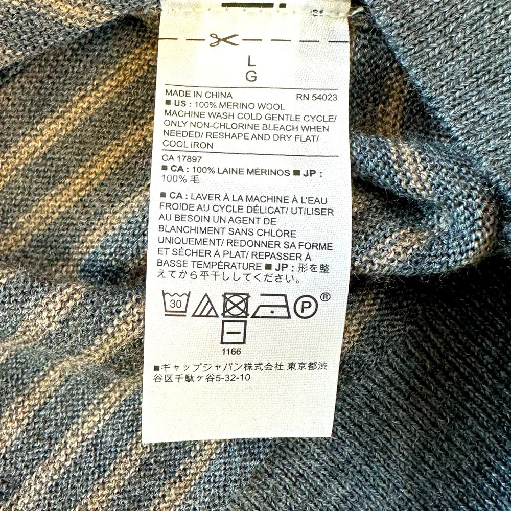 Men's Banana Republic Gray Merino Wool V-neck Pullover Sweater Large